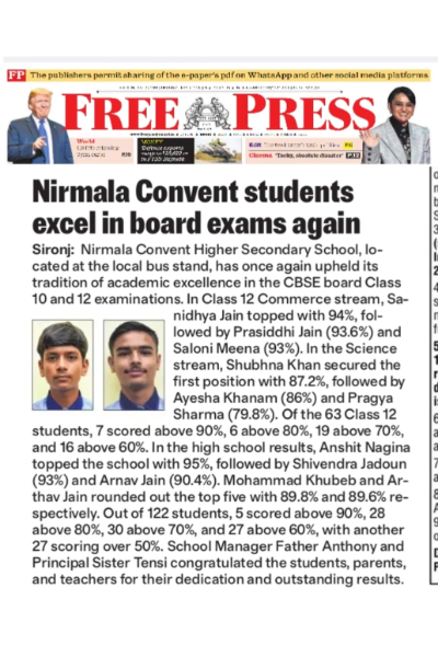 ACADEMIC BRILLIANCE: STUDENTS SOAR IN CBSE RESULTS